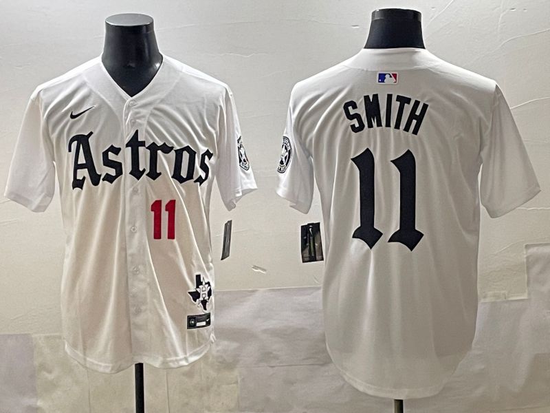Men 2025 Houston Astros #11 Smith White Five generations Joint Name Nike MLB Jersey style 35